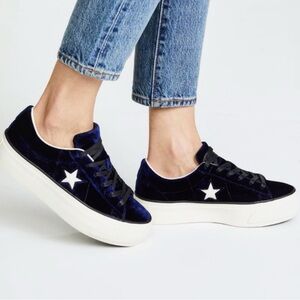 Converse blue Velvet Platform Ox Womens Basketball Shoes eclipse blue 8 one star